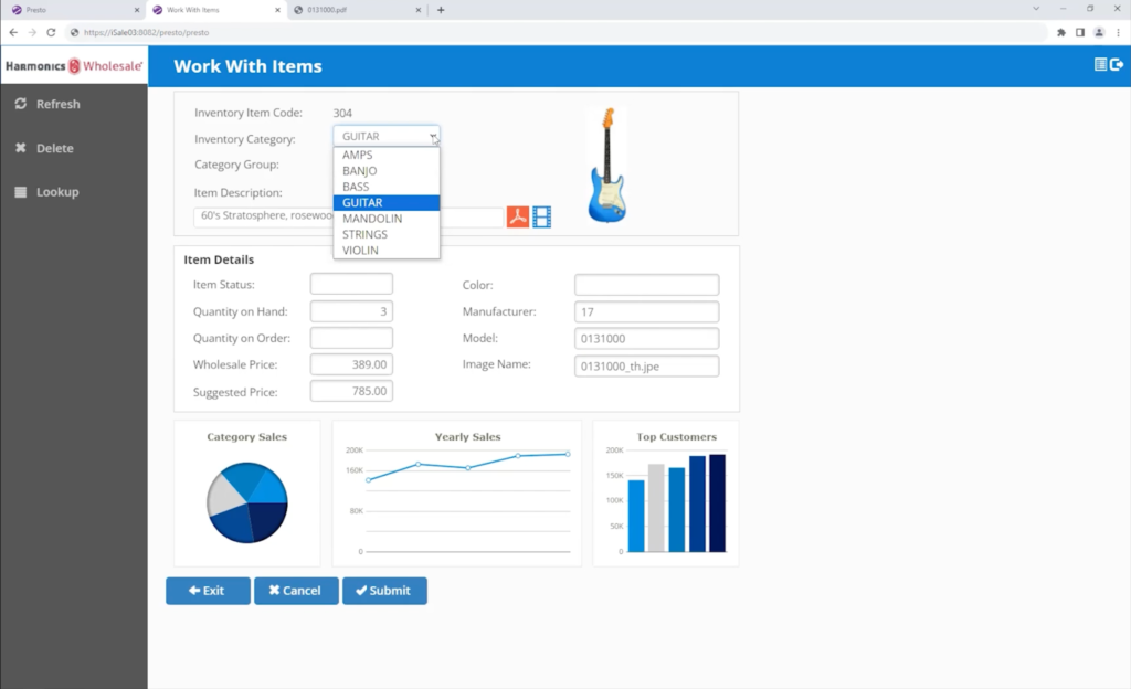 Presto interface showing modernised IBM i Green screen