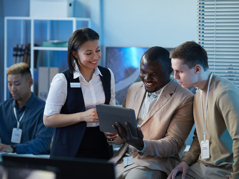 Support staff at a computer