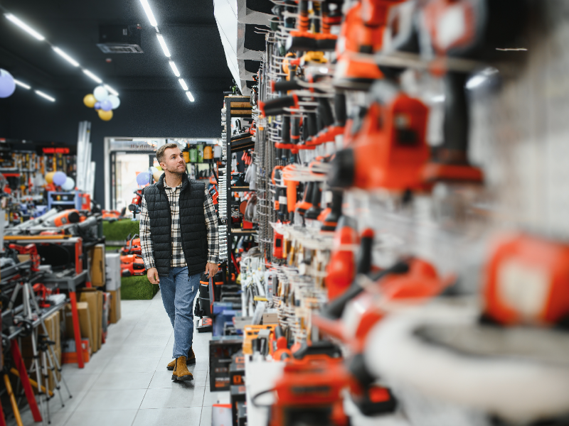 Person shopping for tools